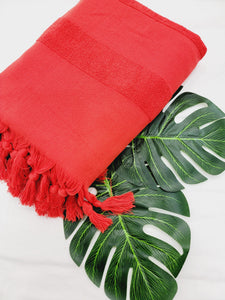 One sided Terry Towel - Sand free beach or Bath towel- Red