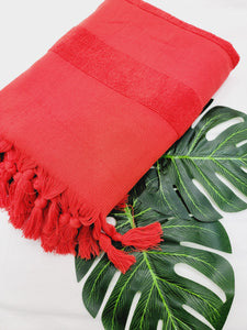 One sided Terry Towel - Sand free beach or Bath towel- Red