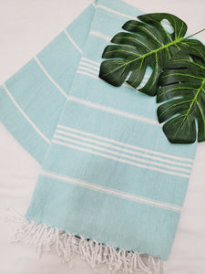 Easy carry Quick Dry Towel, Authentic Turkish Towel - Light Aqua