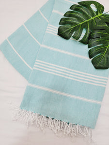 Easy carry Quick Dry Towel, Authentic Turkish Towel - Light Aqua