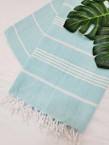 Easy carry Quick Dry Towel, Authentic Turkish Towel - Light Aqua