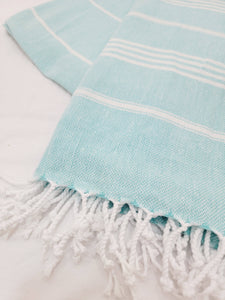 Easy carry Quick Dry Towel, Authentic Turkish Towel - Light Aqua