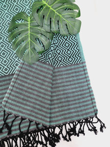 Beach/Bath Sand Free Towels-Easy Carry Quick Dry Thin Towel - Black/Green