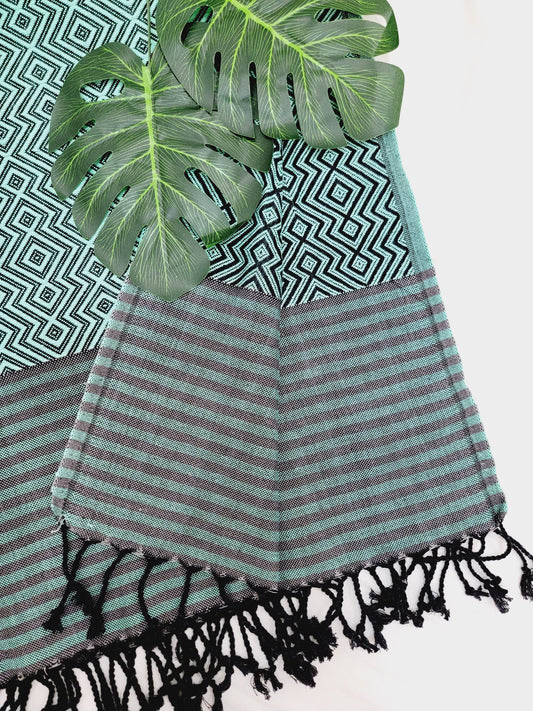 Beach/Bath Sand Free Towels-Easy Carry Quick Dry Thin Towel - Black/Green