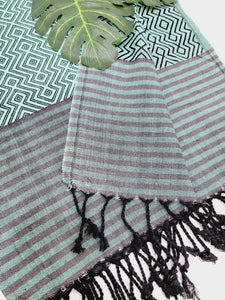 Beach/Bath Sand Free Towels-Easy Carry Quick Dry Thin Towel - Black/Green