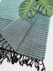 Beach/Bath Sand Free Towels-Easy Carry Quick Dry Thin Towel - Black/Green