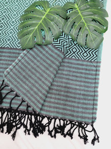 Beach/Bath Sand Free Towels-Easy Carry Quick Dry Thin Towel - Black/Green