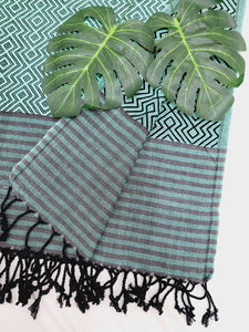 Beach/Bath Sand Free Towels-Easy Carry Quick Dry Thin Towel - Black/Green