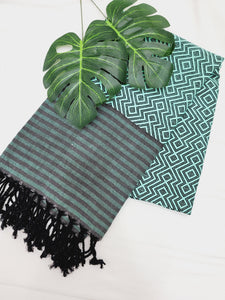 Beach/Bath Sand Free Towels-Easy Carry Quick Dry Thin Towel - Black/Green