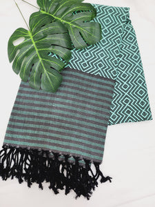 Beach/Bath Sand Free Towels-Easy Carry Quick Dry Thin Towel - Black/Green