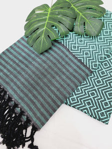 Beach/Bath Sand Free Towels-Easy Carry Quick Dry Thin Towel - Black/Green