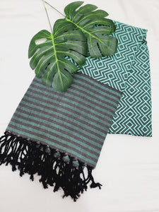Beach/Bath Sand Free Towels-Easy Carry Quick Dry Thin Towel - Black/Green