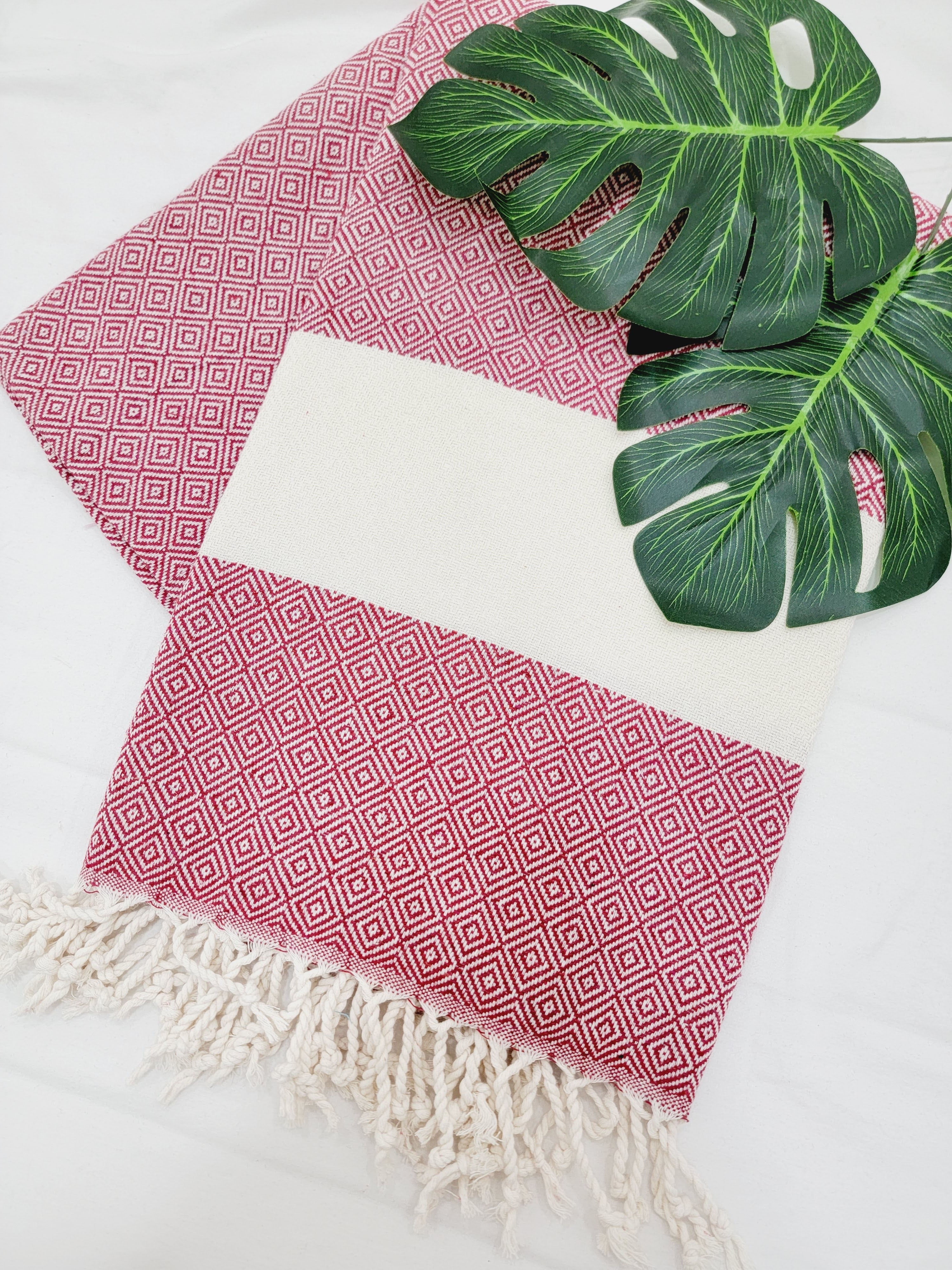 Beach/Bath Sand Free Towels-Easy Carry Quick Dry Thin Towel- Cherry