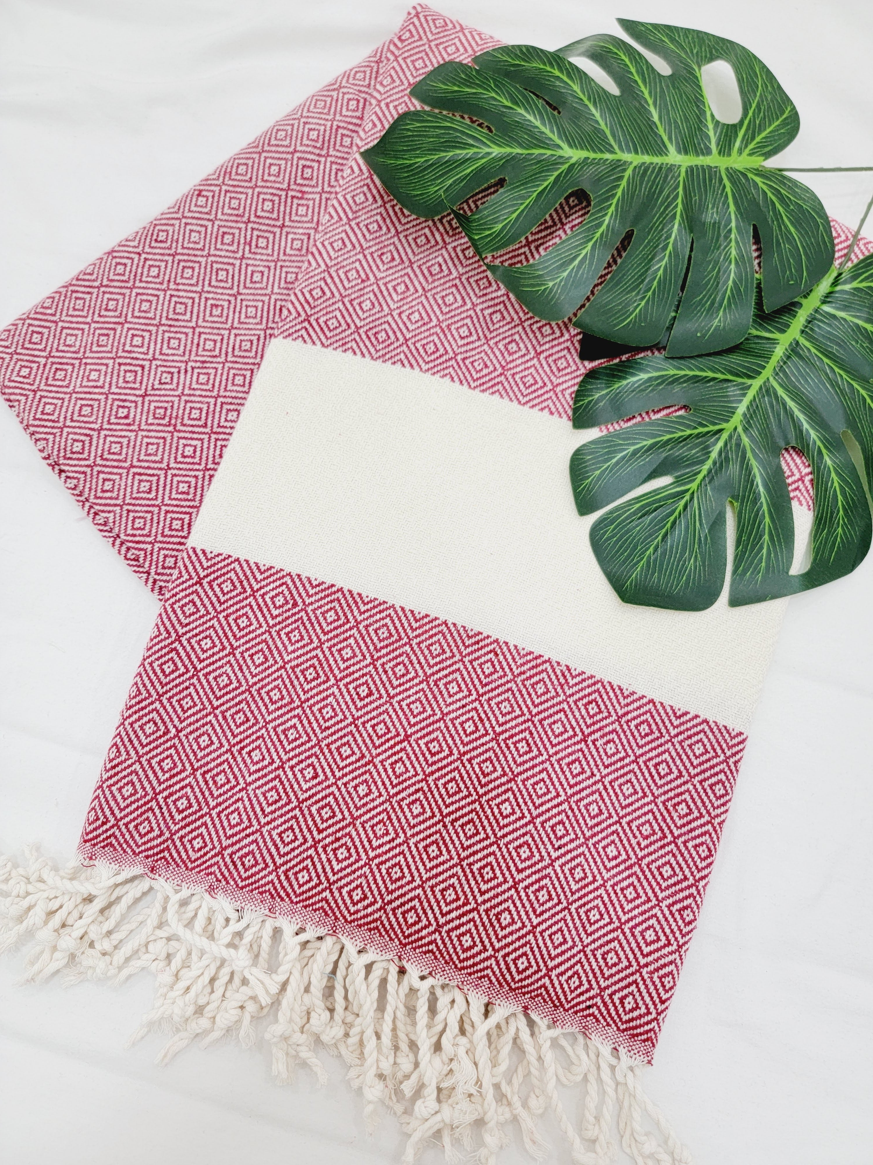 Beach/Bath Sand Free Towels-Easy Carry Quick Dry Thin Towel- Cherry