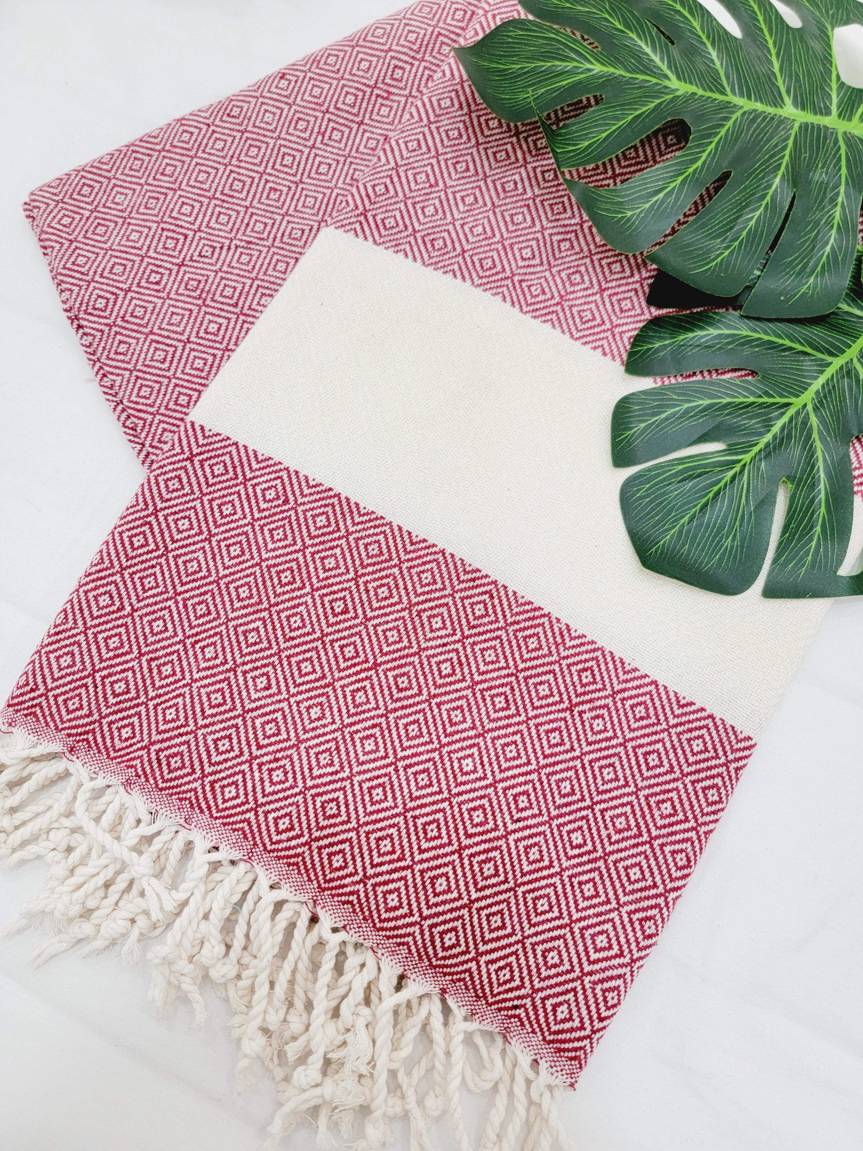 Beach/Bath Sand Free Towels-Easy Carry Quick Dry Thin Towel- Cherry