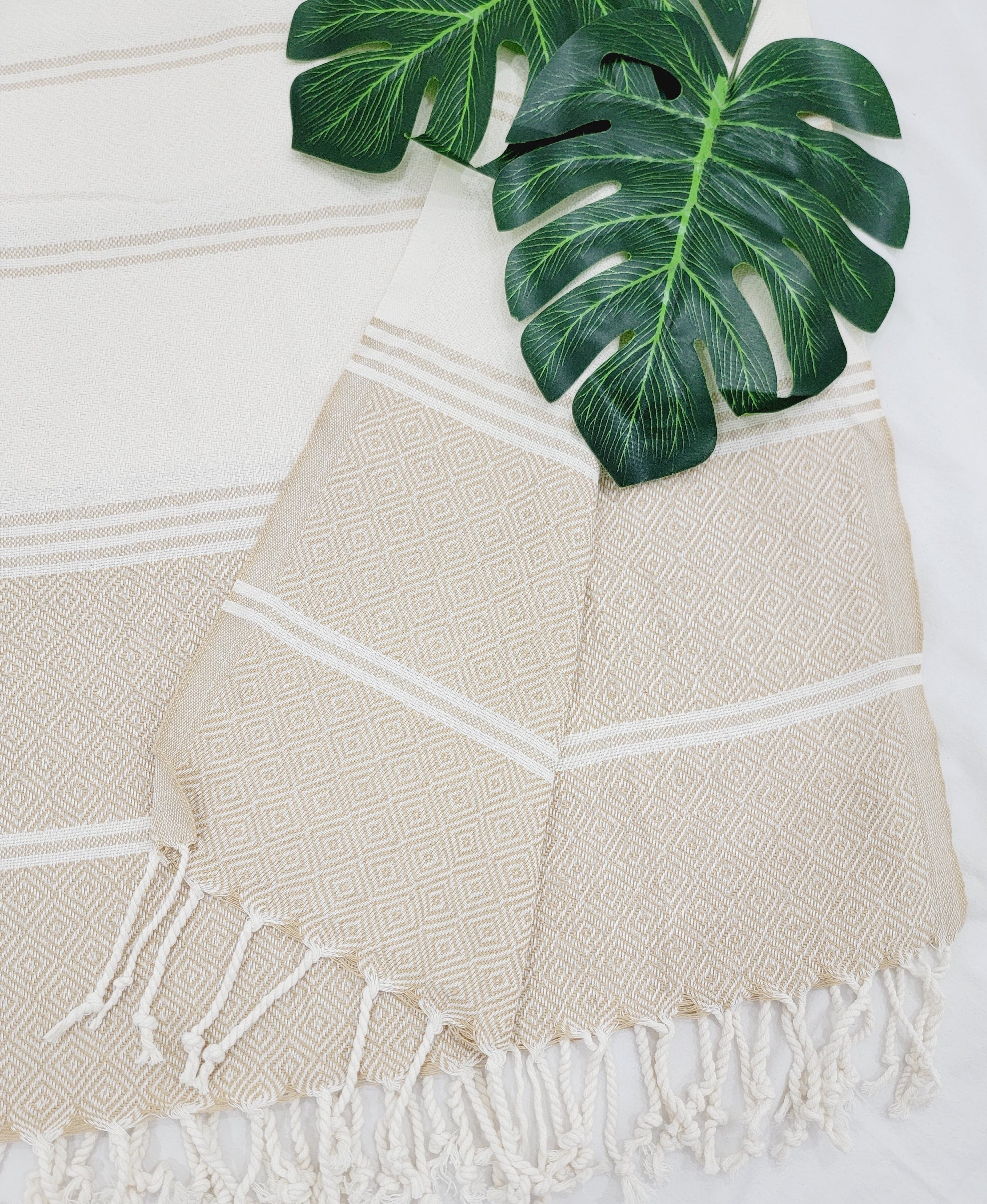 Beach/Bath Sand Free Towels-Easy Carry Quick Dry Thin Towel-Light Beige