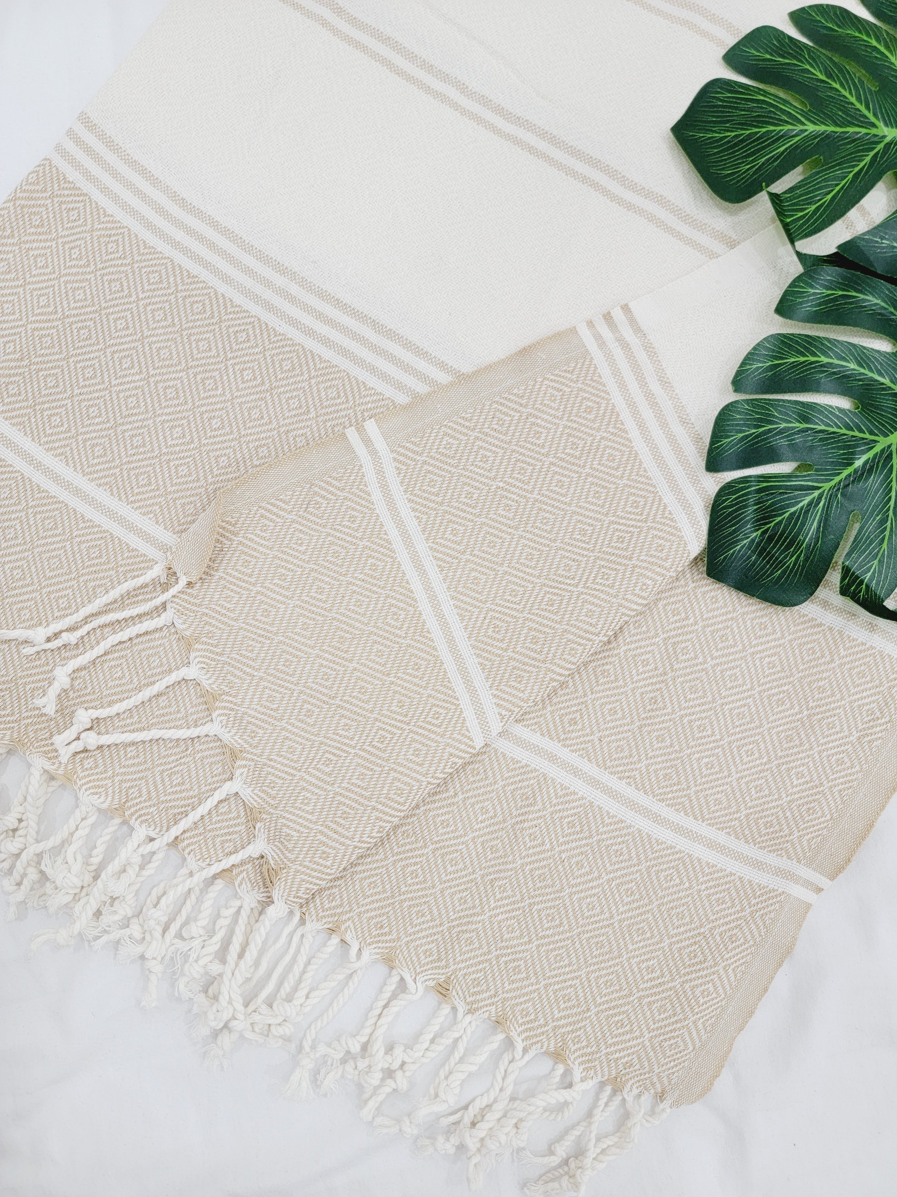 Beach/Bath Sand Free Towels-Easy Carry Quick Dry Thin Towel-Light Beige