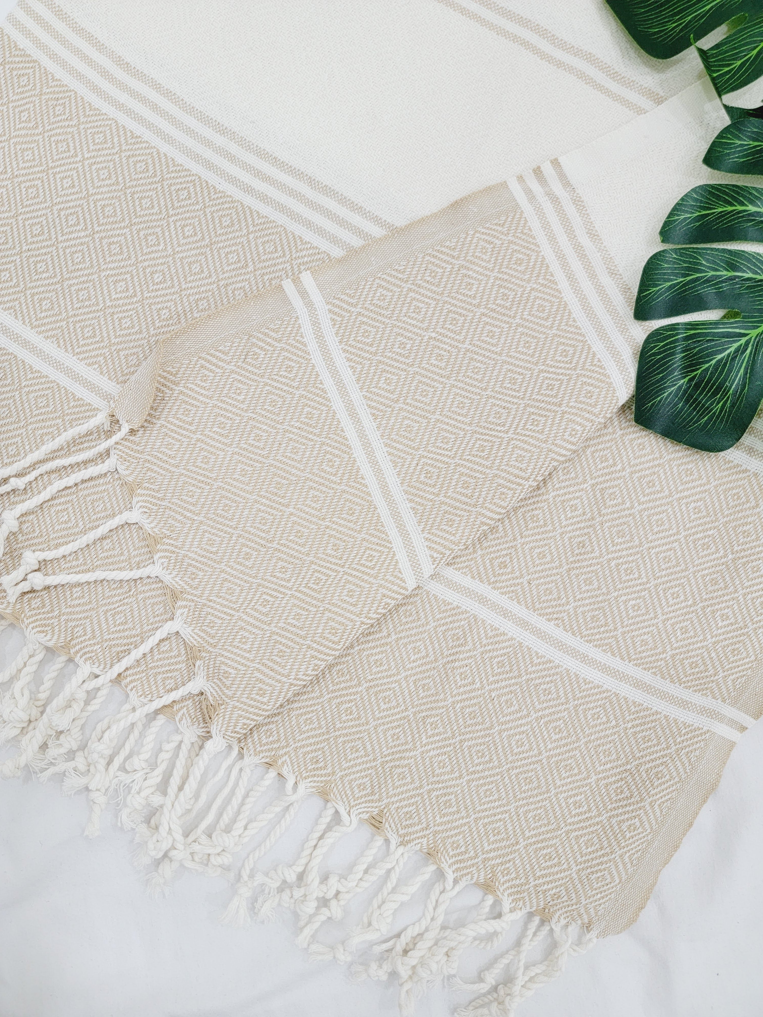 Beach/Bath Sand Free Towels-Easy Carry Quick Dry Thin Towel-Light Beige