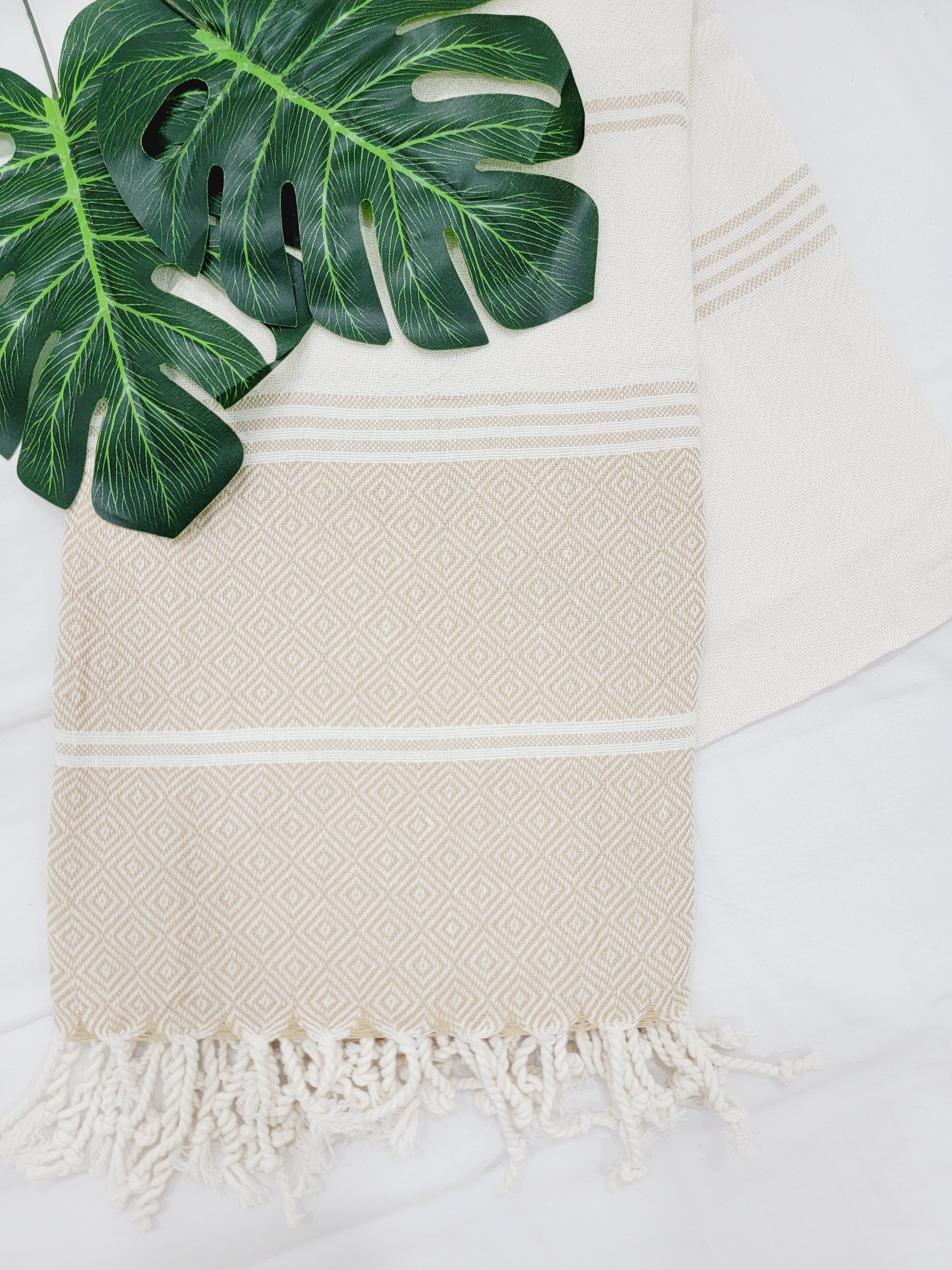 Beach/Bath Sand Free Towels-Easy Carry Quick Dry Thin Towel-Light Beige