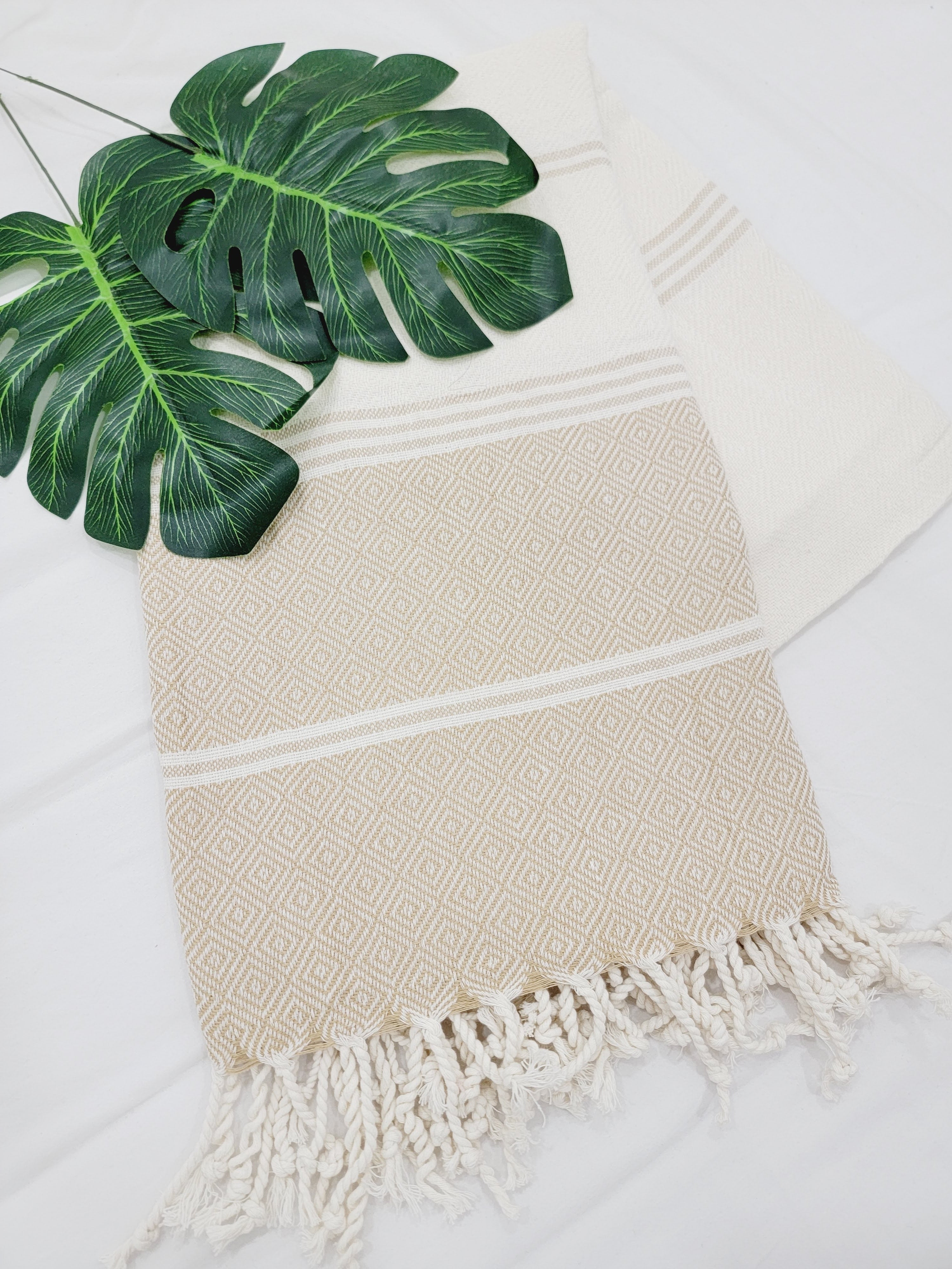 Beach/Bath Sand Free Towels-Easy Carry Quick Dry Thin Towel-Light Beige