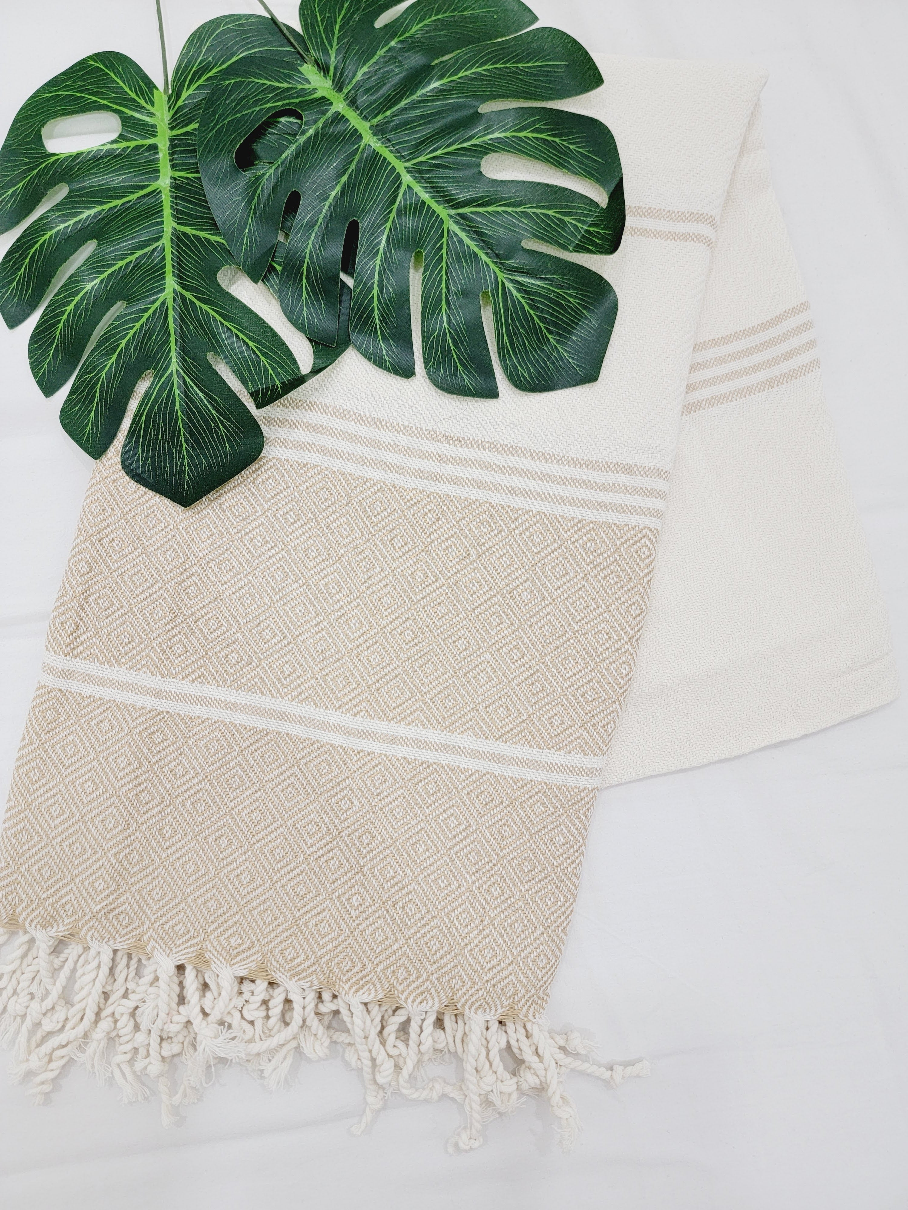 Beach/Bath Sand Free Towels-Easy Carry Quick Dry Thin Towel-Light Beige