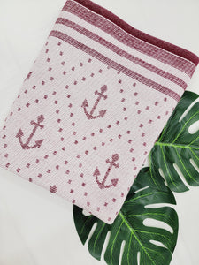 One sided Terry Towel - Beach or Bath towel - Anchor