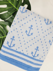 One sided Terry Towel - Beach or Bath towel - Anchor