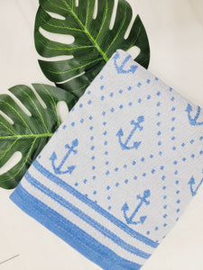 One sided Terry Towel - Beach or Bath towel - Anchor