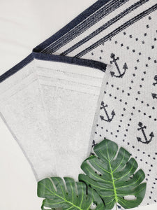 One sided Terry Towel - Beach or Bath towel - Anchor