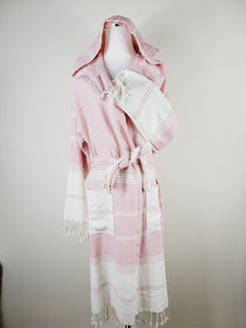 Unisex Robe, Beach or spa Robe with pockets - Pink