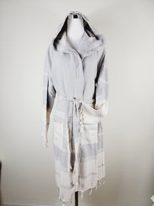 Unisex Robe, Beach or spa Robe with pockets - Gray