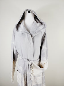 Unisex Robe, Beach or spa Robe with pockets - Gray