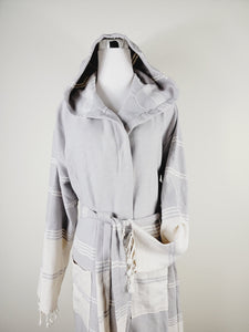 Unisex Robe, Beach or spa Robe with pockets - Gray