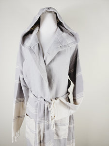 Unisex Robe, Beach or spa Robe with pockets - Gray