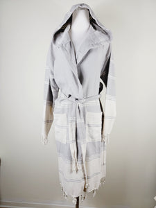 Unisex Robe, Beach or spa Robe with pockets - Gray