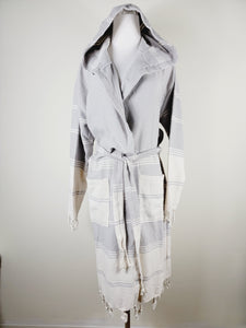 Unisex Robe, Beach or spa Robe with pockets - Gray