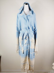 Unisex Robe, Beach or spa Robe with pockets - Light Blue