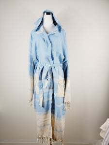 Unisex Robe, Beach or spa Robe with pockets - Light Blue