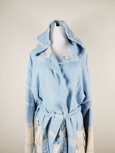 Unisex Robe, Beach or spa Robe with pockets - Light Blue