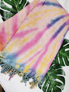 Bath Towel, Waffle Towel, Turkish Beach Towel, Handmade Tie dye