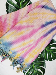 Bath Towel, Waffle Towel, Turkish Beach Towel, Handmade Tie dye