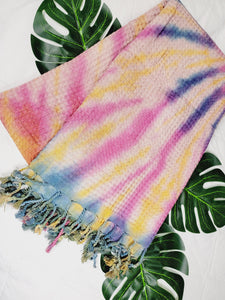 Bath Towel, Waffle Towel, Turkish Beach Towel, Handmade Tie dye