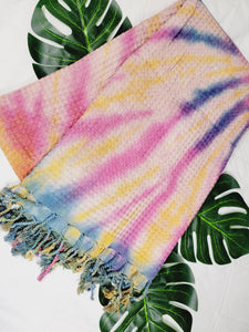 Bath Towel, Waffle Towel, Turkish Beach Towel, Handmade Tie dye