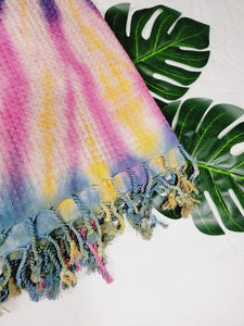 Bath Towel, Waffle Towel, Turkish Beach Towel, Handmade Tie dye