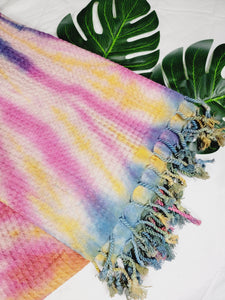 Bath Towel, Waffle Towel, Turkish Beach Towel, Handmade Tie dye