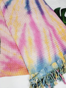 Bath Towel, Waffle Towel, Turkish Beach Towel, Handmade Tie dye