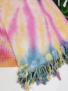 Bath Towel, Waffle Towel, Turkish Beach Towel, Handmade Tie dye