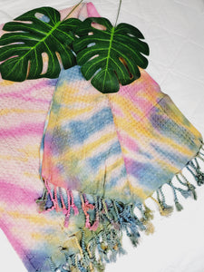 Bath Towel, Waffle Towel, Turkish Beach Towel, Handmade Tie dye