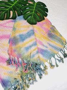 Bath Towel, Waffle Towel, Turkish Beach Towel, Handmade Tie dye