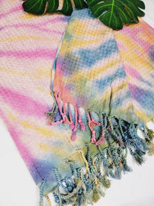 Bath Towel, Waffle Towel, Turkish Beach Towel, Handmade Tie dye